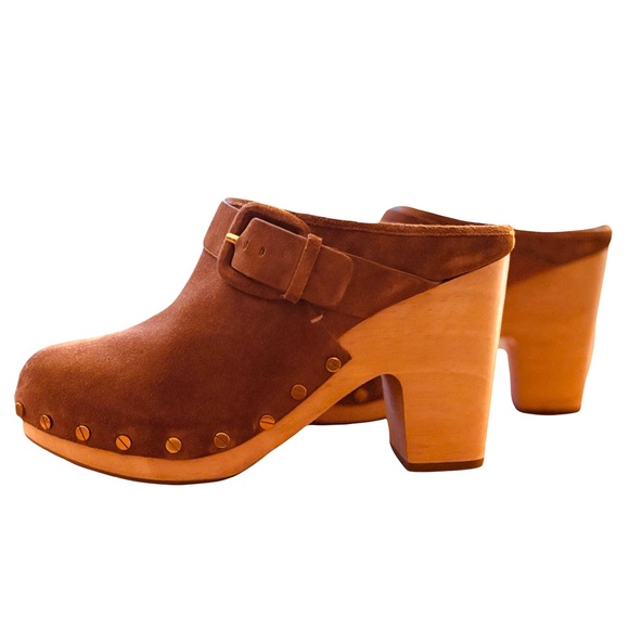 🌰Veronica Beard Dacey Studded Suede Clogs in Pecan, Size 9 - Picture 4 of 10